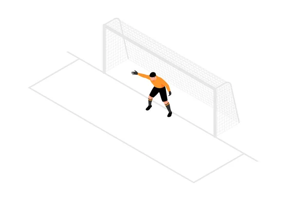 Goalkeeper In Goalposts Composition — Stock Vector