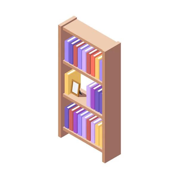 Composición isométrica del gabinete del libro — Vector de stock