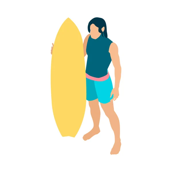 Composición humana y de tabla de surf — Vector de stock