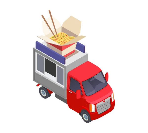 Composição de caminhão de comida Wok — Vetor de Stock