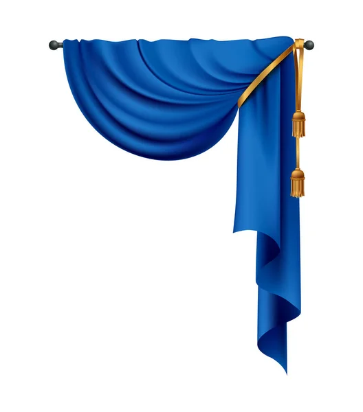Composición de esquina de cortina azul — Vector de stock
