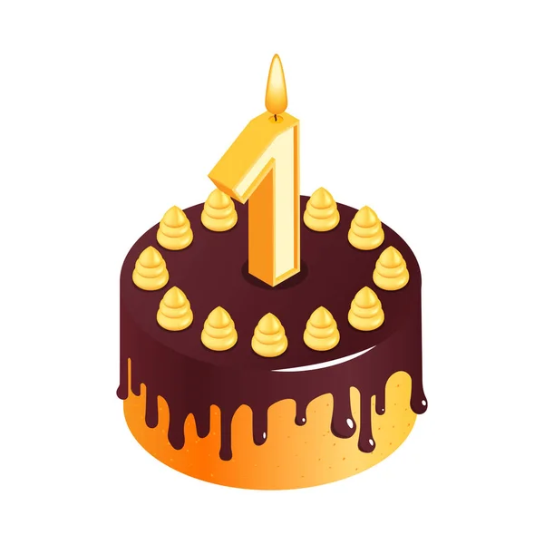One Year Cake Composition — Stock Vector