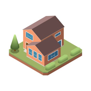 İzometrik konut yapı kompozisyon
