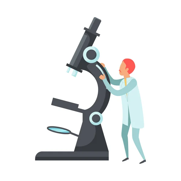 Scientist And Microscope Composition — Stock Vector