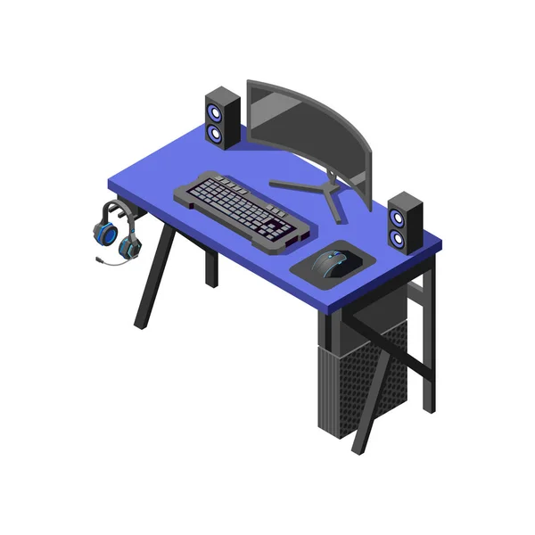 Composição do conjunto de tabela do computador — Vetor de Stock