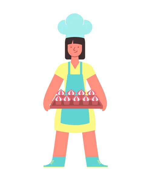 Cupcake Maker Composizione piatta — Vettoriale Stock