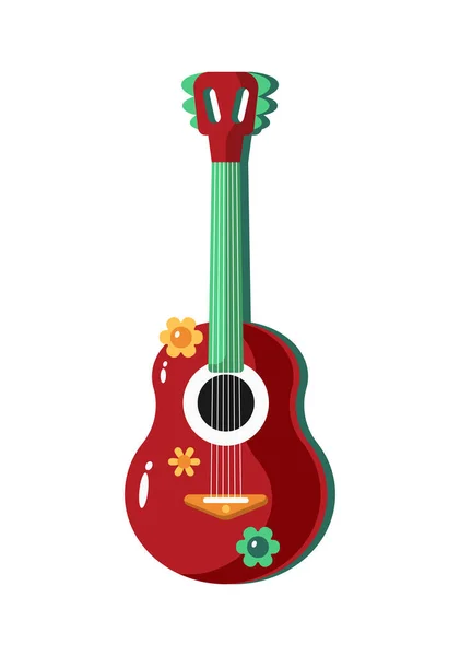 Red Mexican Guitar Composition — Stock Vector