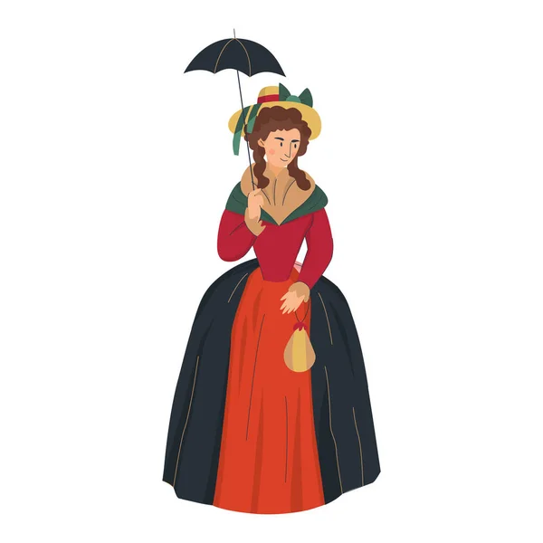 Dame mit Regenschirm Komposition — Stockvektor