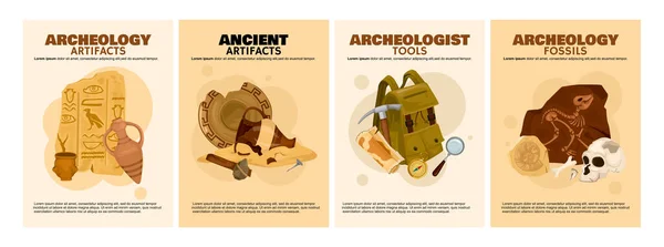 Set di poster antichi di archeologia — Vettoriale Stock