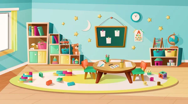 幼稚園の部屋のインテリア — ストックベクタ