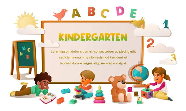 Kindergarten Cartoon Frame — Stockvektor
