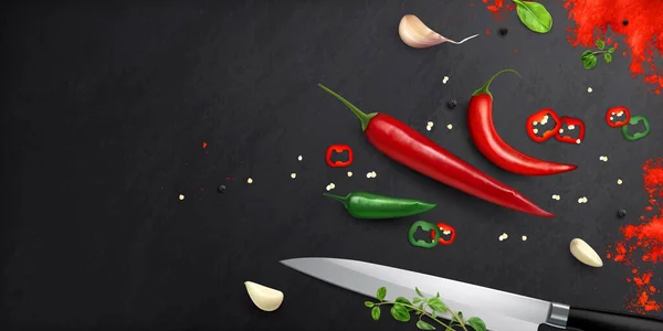 Pepper Cooking Composição realista — Vetor de Stock