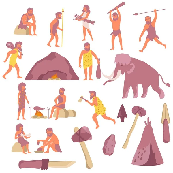 Edad de Piedra Set plano — Archivo Imágenes Vectoriales