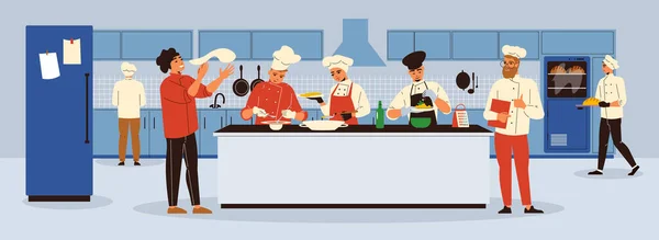 Ilustración horizontal de cocina profesional — Vector de stock