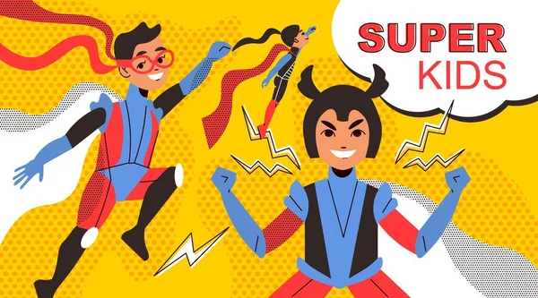 Super-herói crianças Comics —  Vetores de Stock