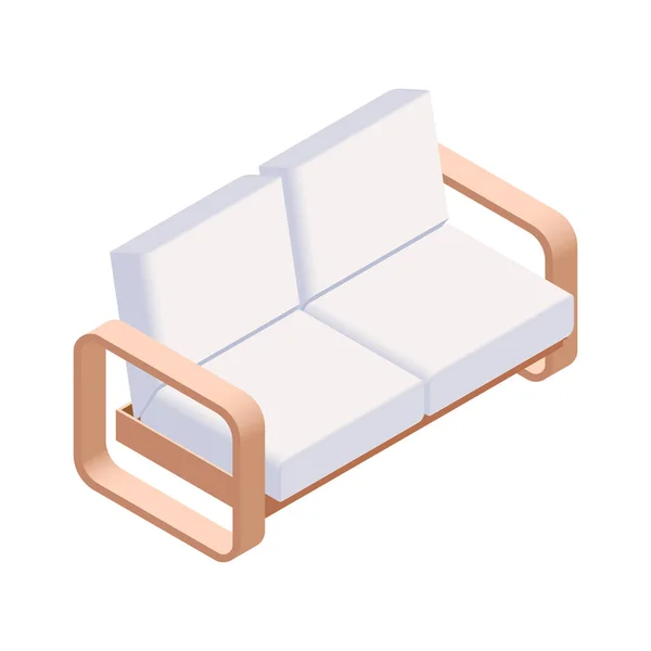 Composizione della mobilia del sofà isometrico — Vettoriale Stock