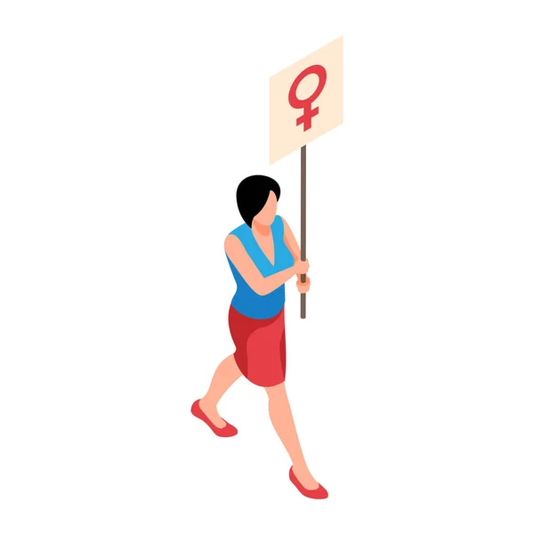 Woman Activist Isometric Composition — Stock Vector