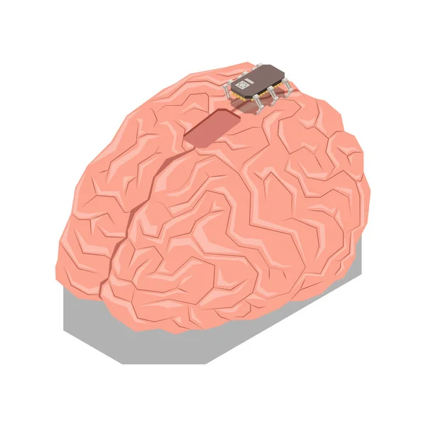 Composition de nanotechnologie de puce de cerveau — Image vectorielle