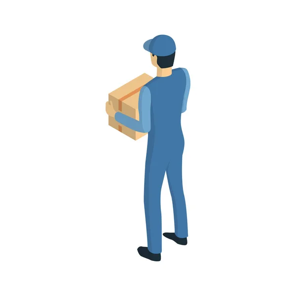 Delivery Boy Isometric Composition — Stock Vector