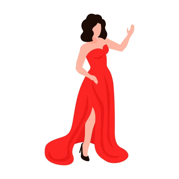 Lady In Red Composition — Stock Vector