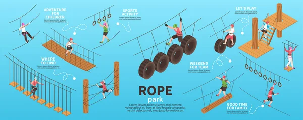 Infographie isométrique de Rope Park — Image vectorielle