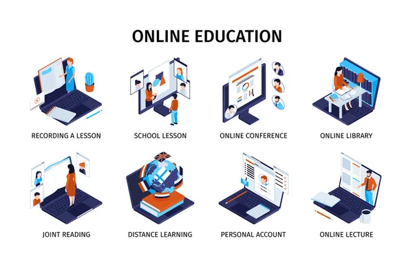 Composiciones de educación en línea — Vector de stock