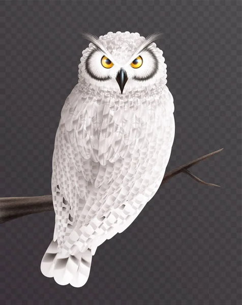 Realistic Snowy Owl Composition — Stock Vector