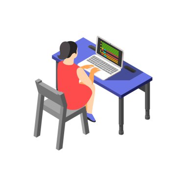 Çocukların teknik eğitim merkezleri, izometrik kompozisyonlar, robotik kontrol sistemleri, bilim sınıflarını izole edilmiş vektör illüstrasyonuna programlıyor.