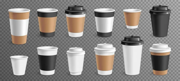 Coffee Cups Transparent Set — Vetor de Stock