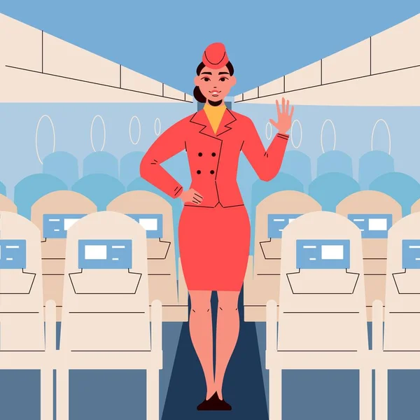 Stewardess Flat Vector Illustration — Vetor de Stock