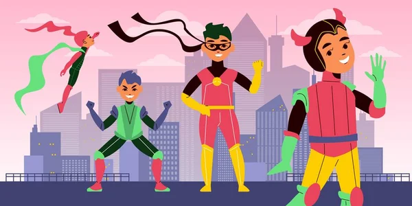 Süper kahraman Çocuklar Arkaplanı — Stok Vektör