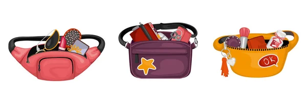 Conjunto de iconos de bolsas de cintura — Vector de stock