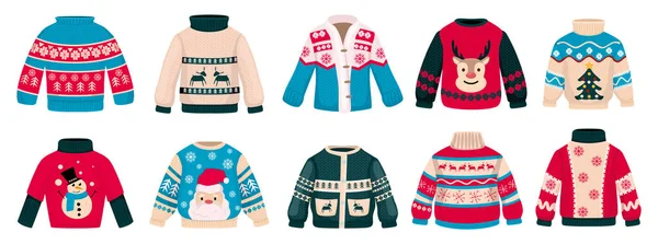 Handmade Knitting Christmas Sweaters — Vetor de Stock