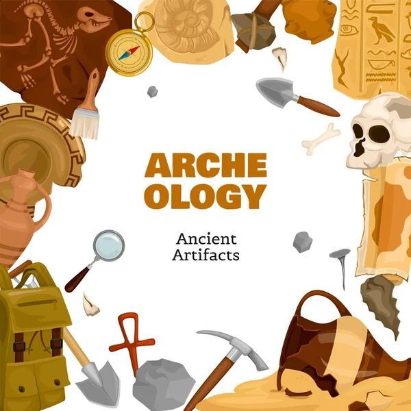 Arqueología Texto Marco Composición — Archivo Imágenes Vectoriales