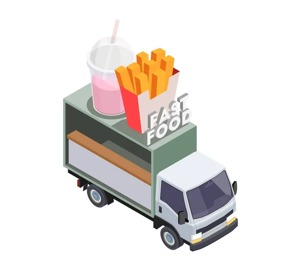 Composición de camiones de comida rápida — Vector de stock