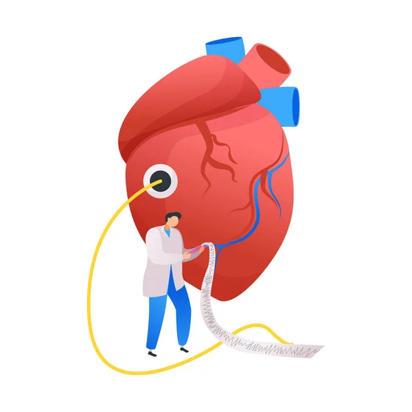 Composición plana del médico del corazón — Vector de stock