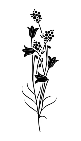 Flor planta grabado composición — Vector de stock