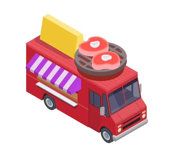 Meat Truck Isometric Composition — Stockvektor