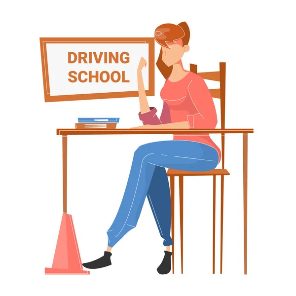 Female Driving Student Composition — Vettoriale Stock