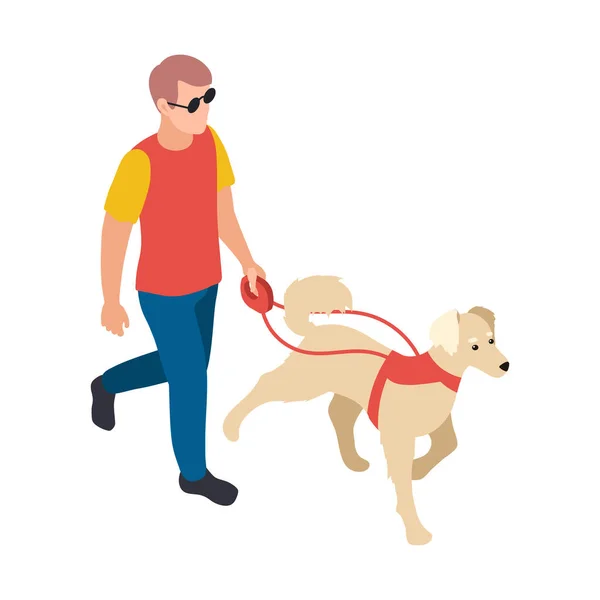 Composición del perro guía ciego — Vector de stock
