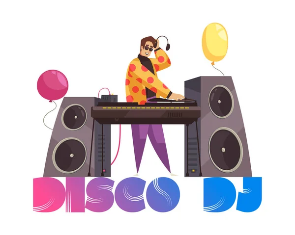 DJ Playing Disco Composition — Vetor de Stock