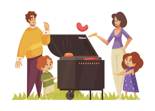 Barbacoa con Composición para Niños — Vector de stock