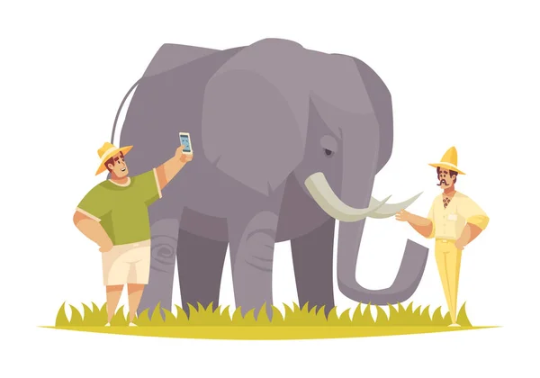 Composición del pueblo elefante Safari — Archivo Imágenes Vectoriales