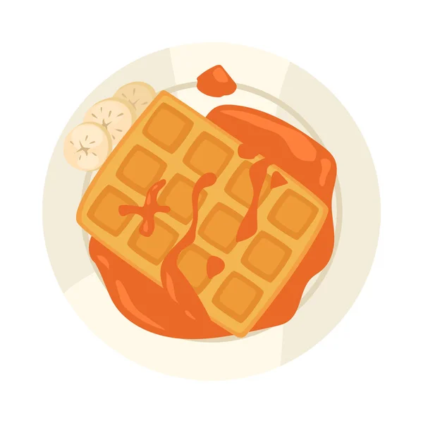 Sweet Waffle Dish Composition — Stock Vector