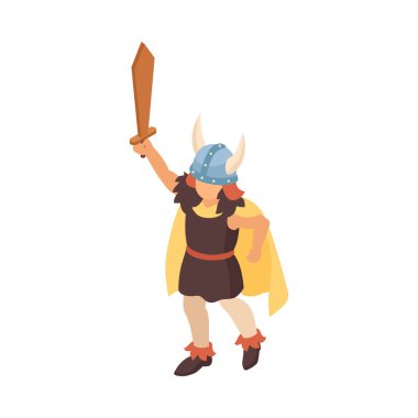 Viking Kostümlü Çocuk Kompozisyonu
