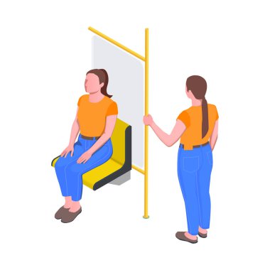 Metro Koltukları Isometric Kompozisyonu
