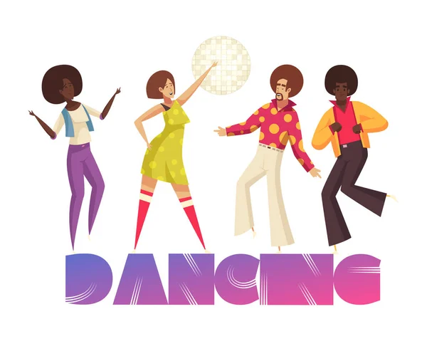 Disco Dansende Mensen Samenstelling — Stockvector