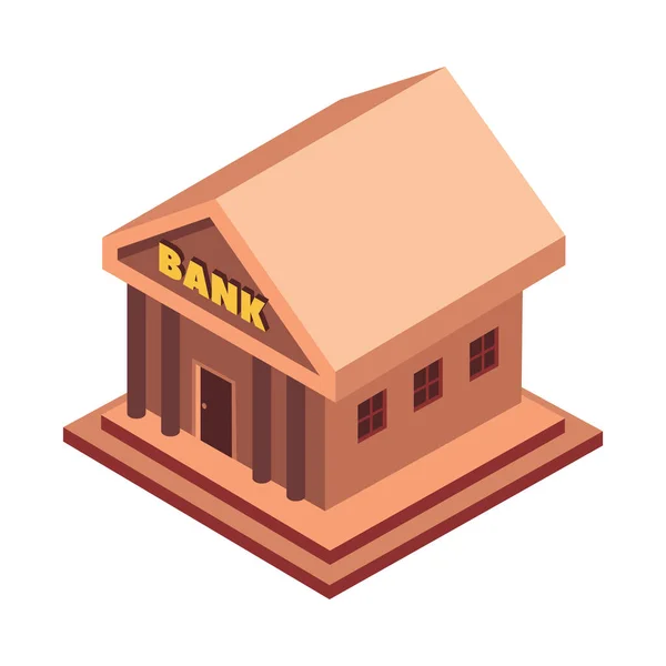 Изометрический состав здания банка — стоковый вектор