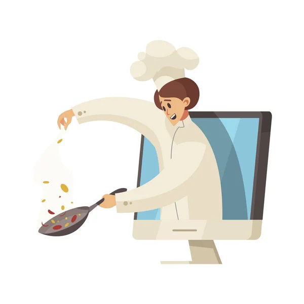 Computadora Chef Composición de Cocina — Vector de stock