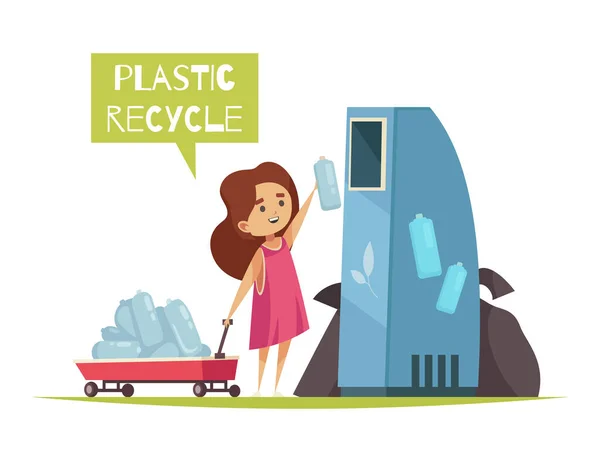 Dziewczyna recyklingu tworzyw sztucznych Skład — Wektor stockowy